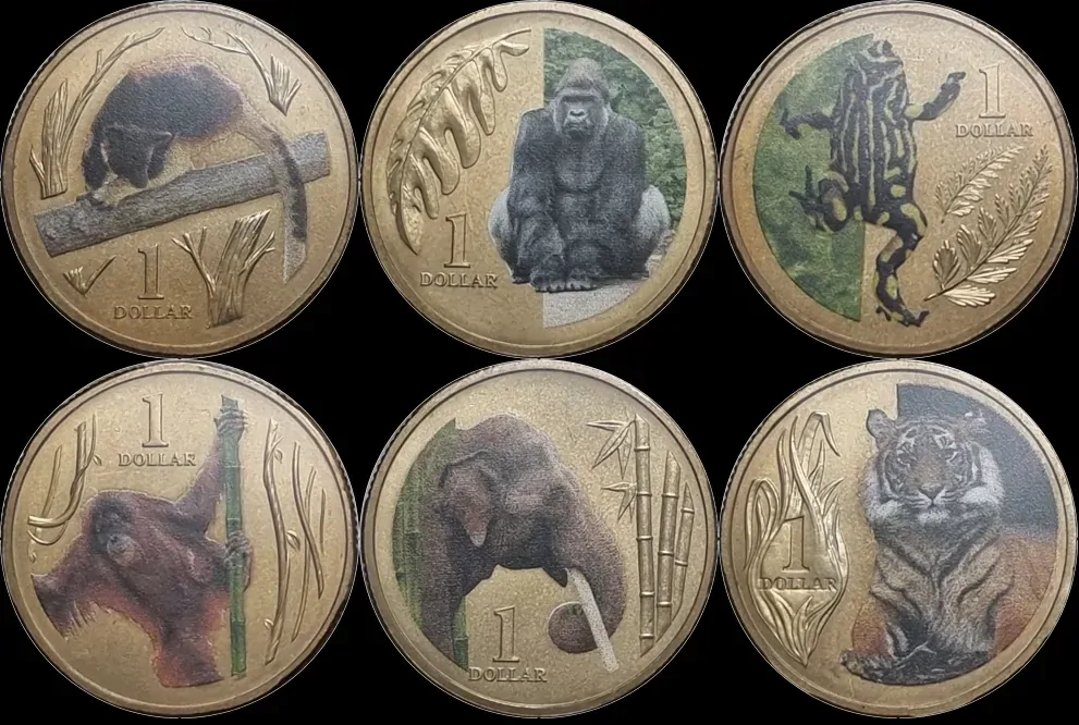 2012 1 Dollar Uncirculated 6 Coin Set Animals of the Zoo product image