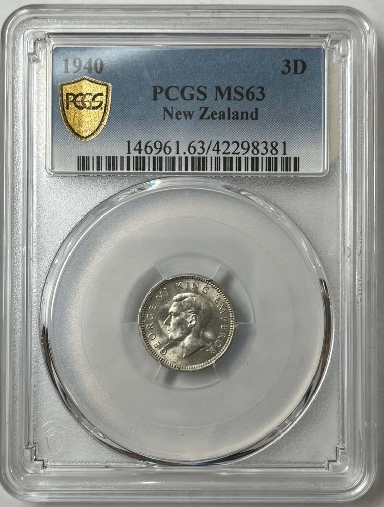 New Zealand 1940 Silver Threepence KM#7 PCGS MS63 product image