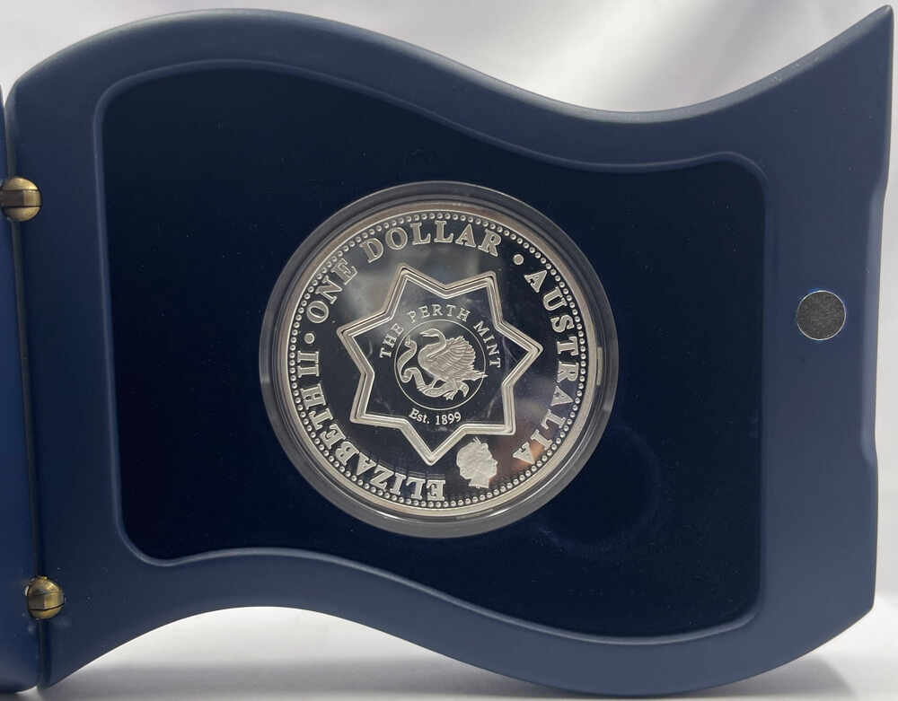 2001 Silver One Ounce Proof Coin Holey Dollar Federation Flowers - Sturts Desert Pea product image