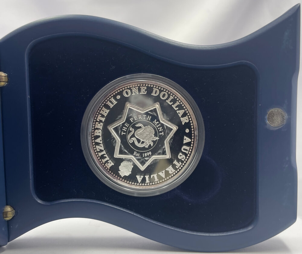 2001 Silver One Ounce Proof Coin Holey Dollar Federation Flowers - Waratah product image