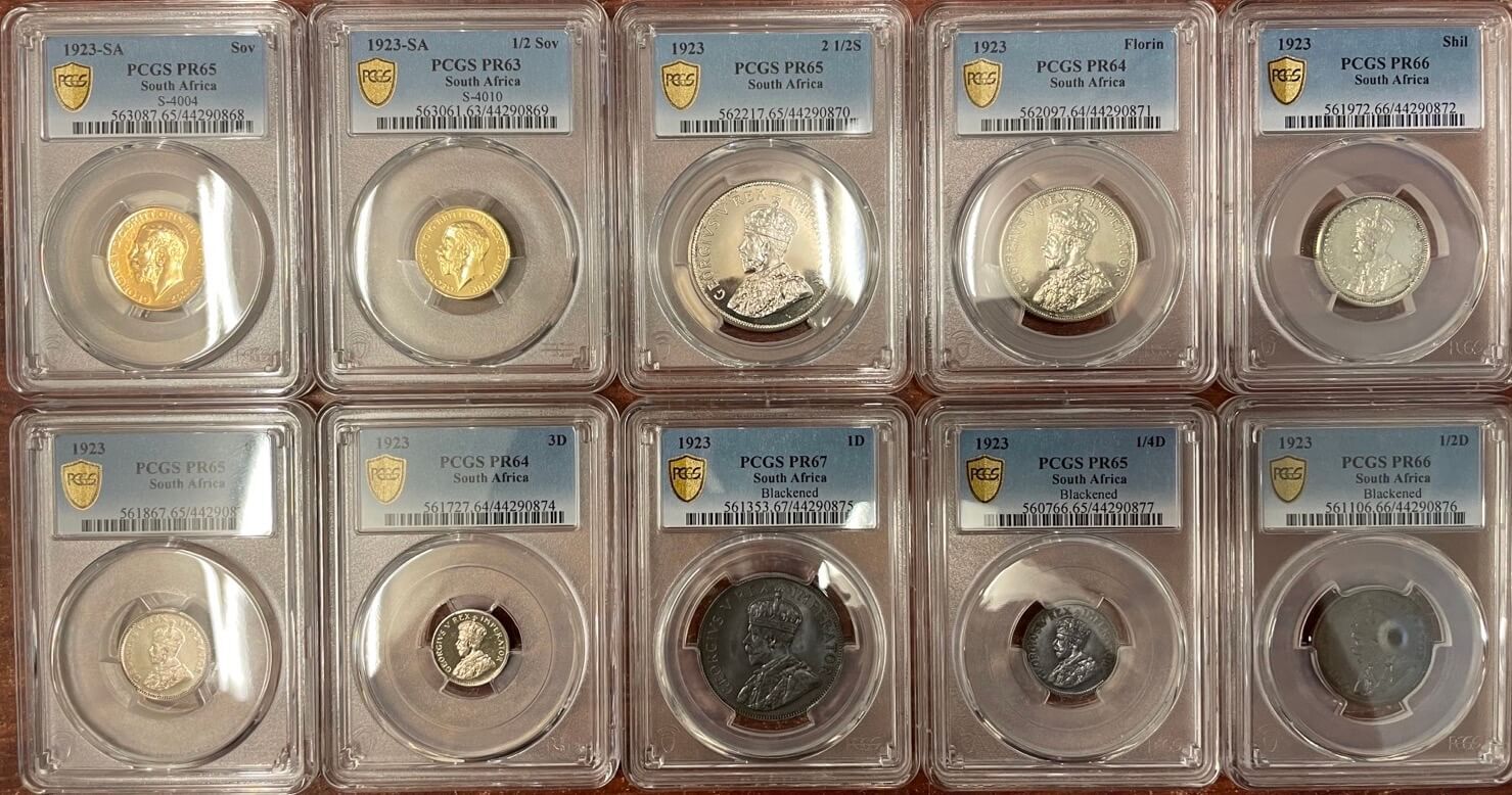 South Africa 1923 Proof Coin Set PCGS PR63 - PR67 With Presentation Case product image