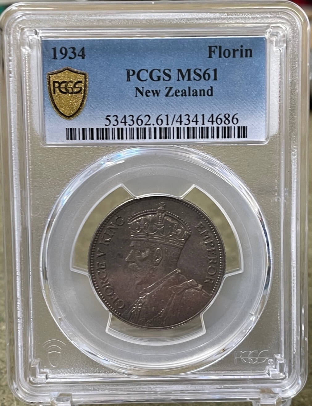 New Zealand 1934 Silver Florin KM#4 Unc (PCGS MS61) product image