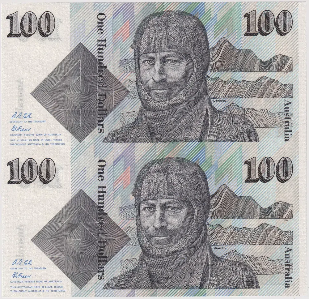 1995 100 Dollars Uncut Vertical Pair - Red Serials product image