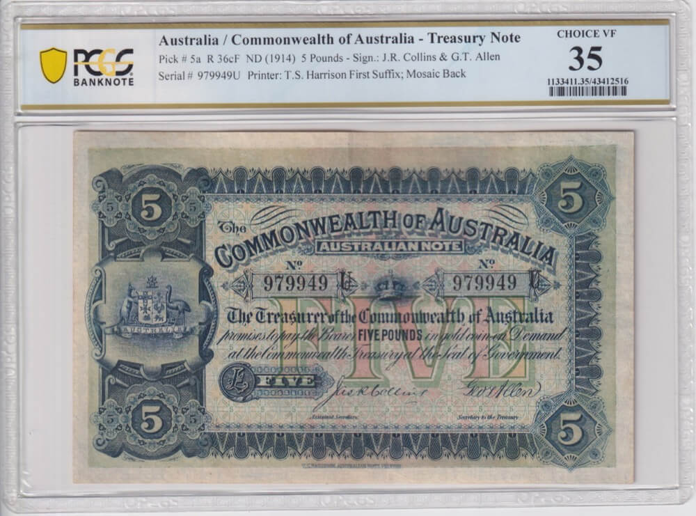 1916 Five Pound Collins/Allen R36cF Suffix PCGS Choice VF35 product image