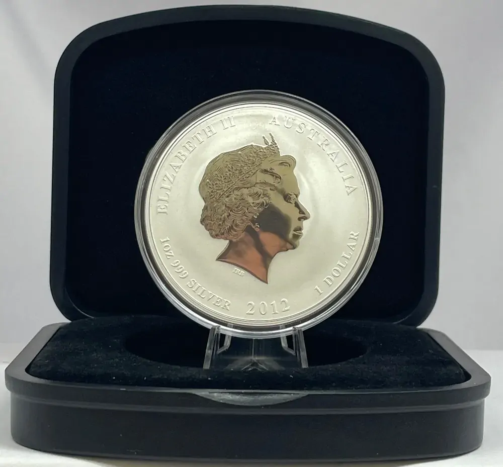 2012 Silver 1 Ounce Gilded Coin Lunar Year of the Dragon product image