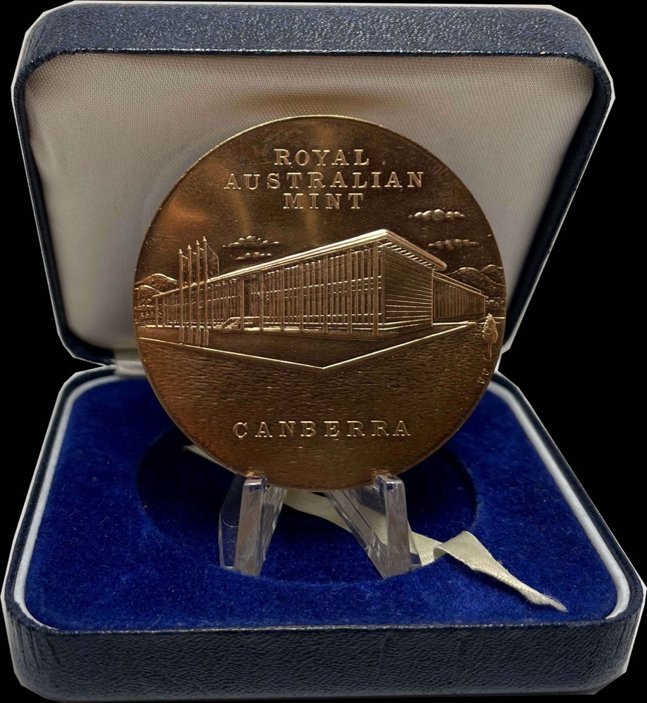 Royal Australian Mint Canberra Gilt Bronze Medallion ca 1977 - 1981 In Presentation Case product image