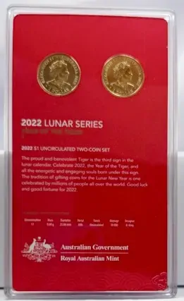 2022 1 Dollar Uncirculated Coin Pair Lunar Series Tiger product image