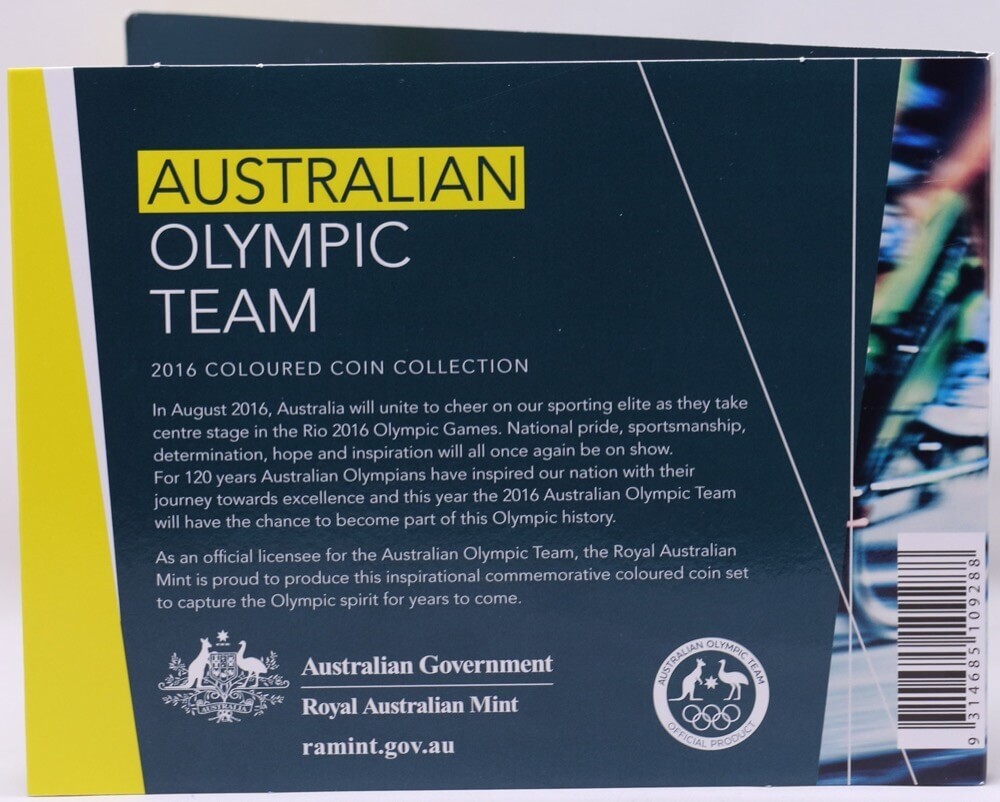 2016 Coloured 2 Dollar 5 Coin Set Australian Olympic Team Cycling Cover product image
