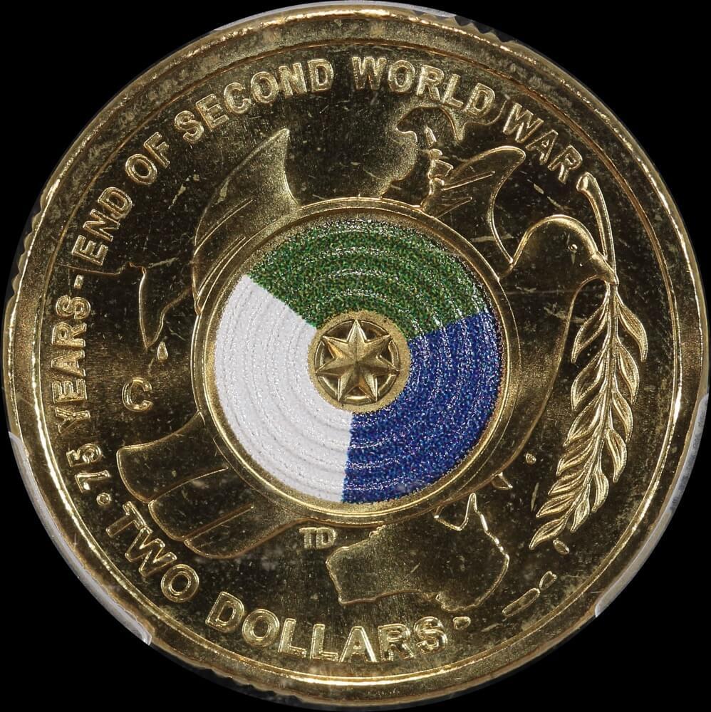 2020 Coloured 2 Dollar Coin 75 Years End of 2nd World War PCGS MS66 product image