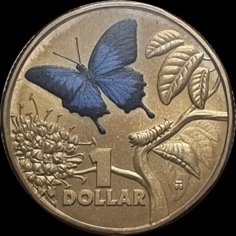 2014 1 Dollar Coloured Uncirculated Coin Bright Bugs Ulysses Butterfly product image