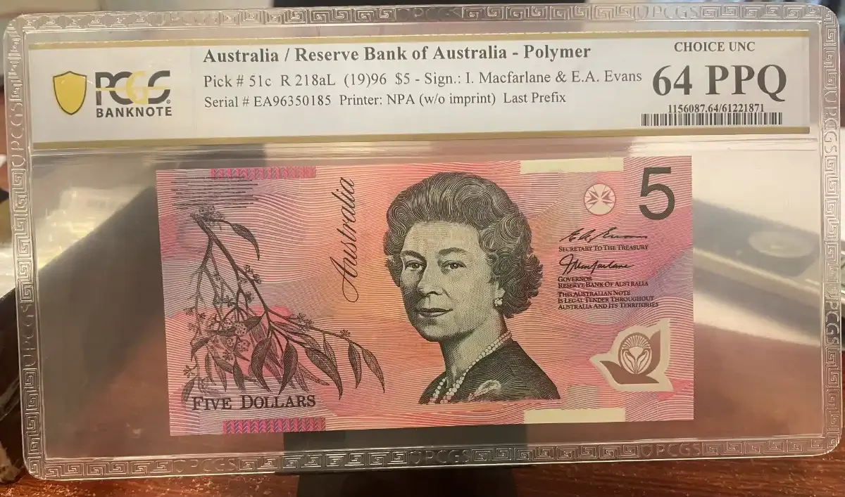 1996 $5 Note MacFarlane/Evans EA96 Last Prefix R218aL PCGS 64 PPQ product image
