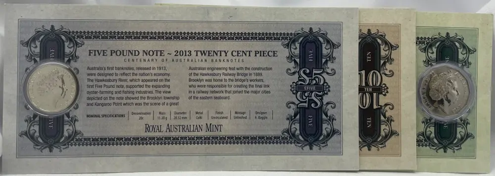 2013 3 Coin Set Centenary of Australian Banknotes product image