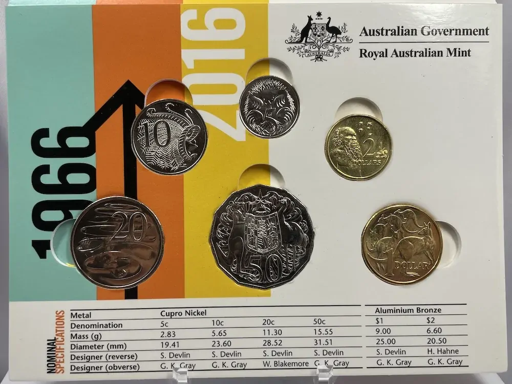 Australia 2016 Uncirculated Mint Coin Set Decimal Changeover Pressin Folder product image