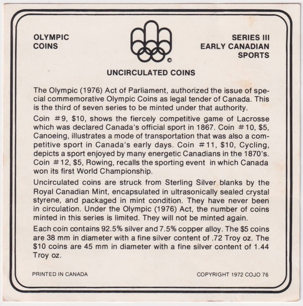 Canada 1974 1976 Uncirculated Set of 4 Silver Montreal Olympics Series III product image