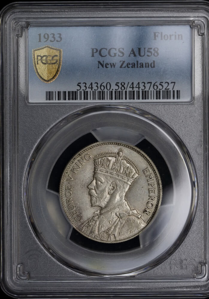 New Zealand 1933 Silver Florin KM#4 PCGS AU58 product image