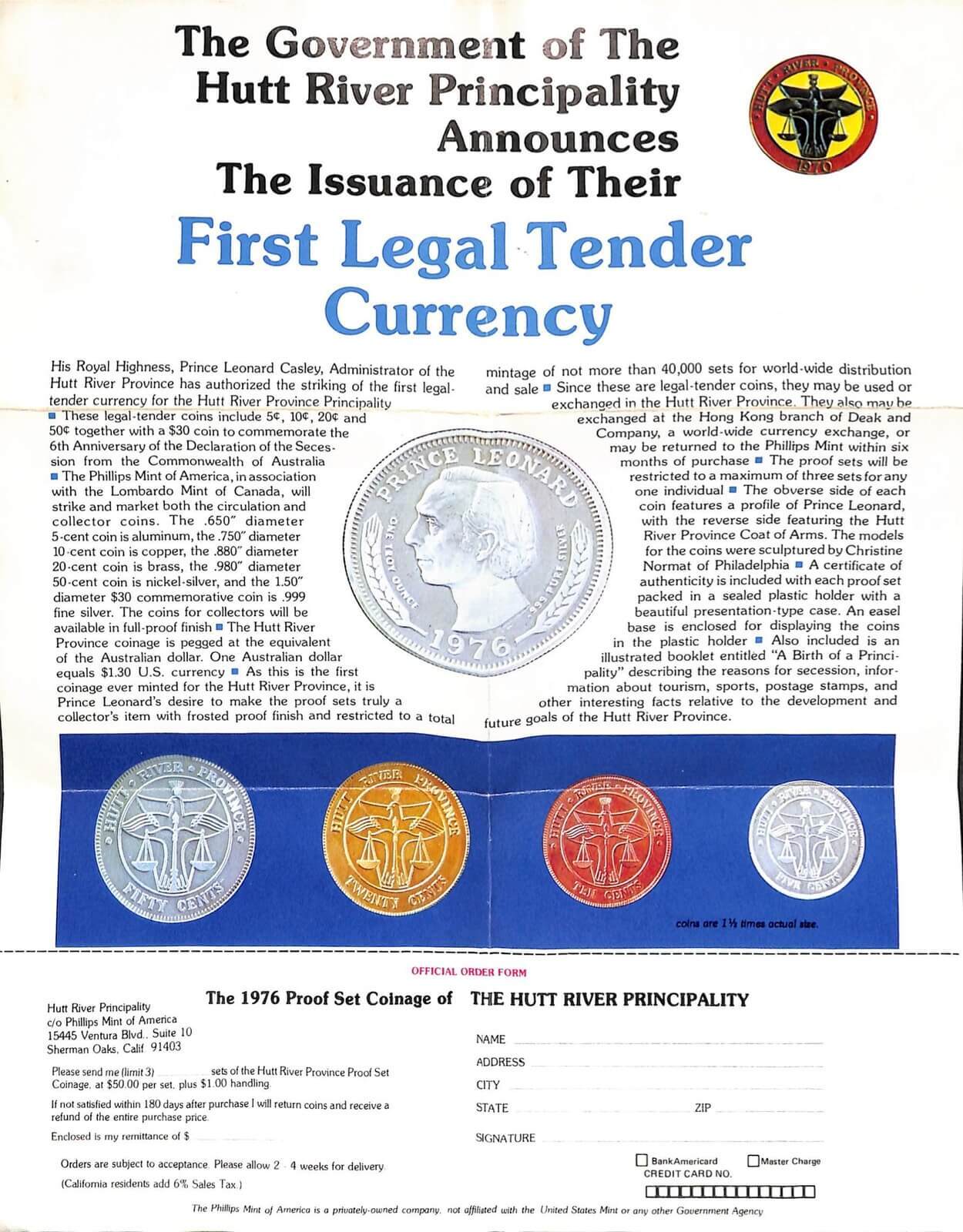 1976 Hutt River Province Four Coin Set product image