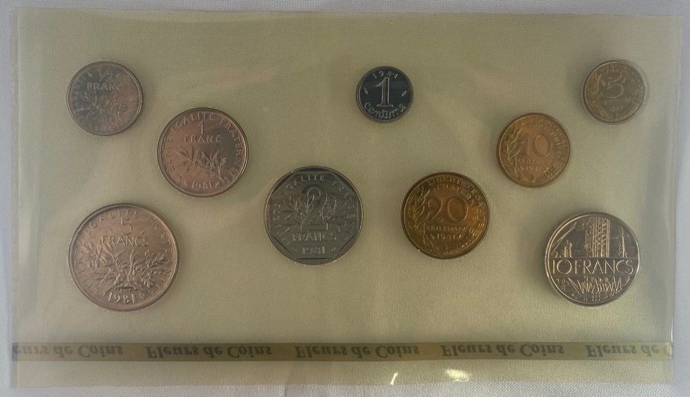 France 1981 Specimen Coin Set of 9 Fleurs de Coin product image