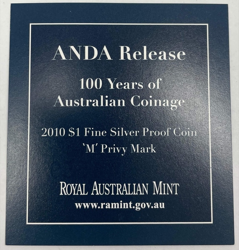 2010 One Dollar Silver Proof Coin 100 Years of Coinage Melbourne ANDA Show Special product image