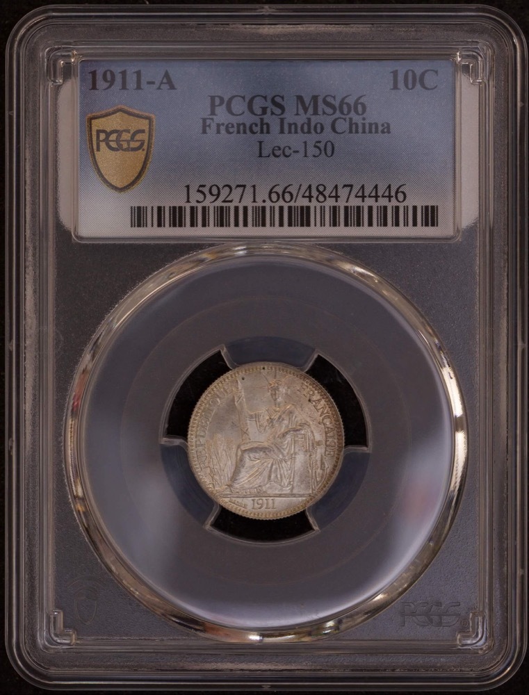French Indo China 1911-A Silver 10 Cents Lec #150 PCGS MS66 product image