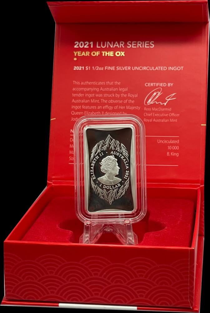 2021 Silver 1 Dollar Coin Lunar Ox Ingot product image