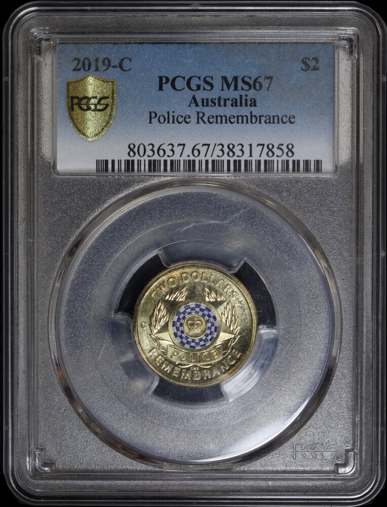 2019 Coloured 2 Dollar Coin Police PCGS MS67 product image