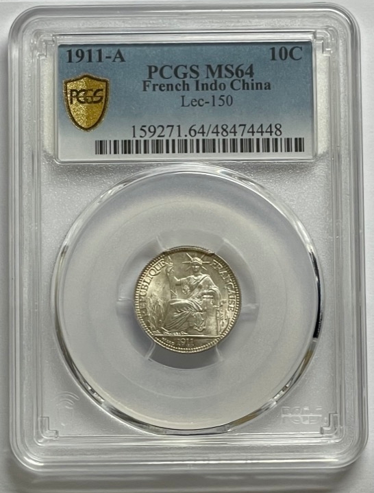 French Indo China 1911-A Silver 10 Cents Lec #150 PCGS MS64 product image