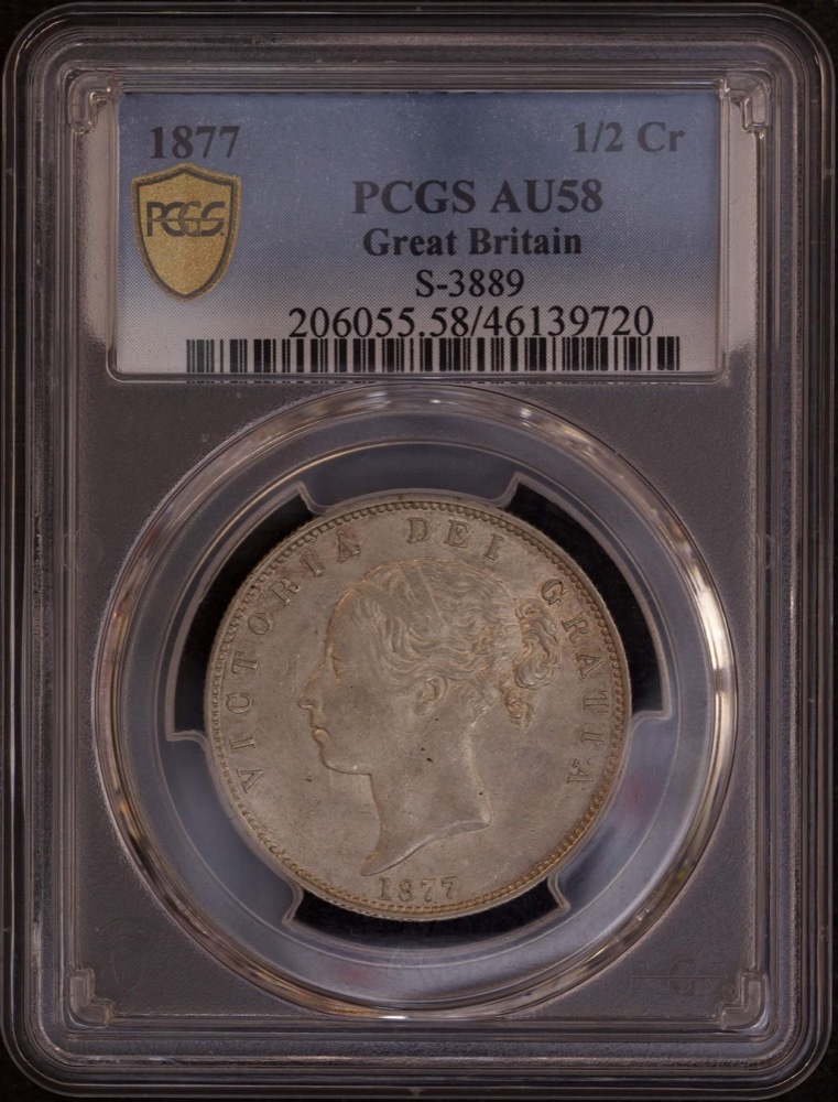 1877 Silver Halfcrown Victoria S#3889 PCGS AU58 product image