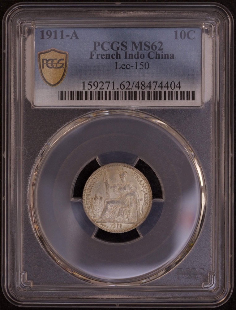 French Indo China 1911-A Silver 10 Cents Lec #150 PCGS MS62 product image