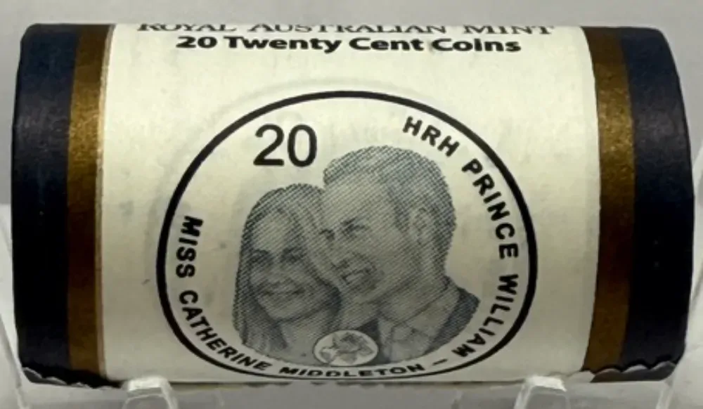 2011 Australian 20 Cent Mint Roll Will and Kate Royal Wedding (Heads/Heads) product image