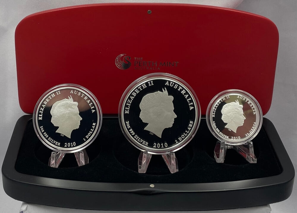 2010 Silver Lunar 3 Coin Proof Set Tiger Series II product image