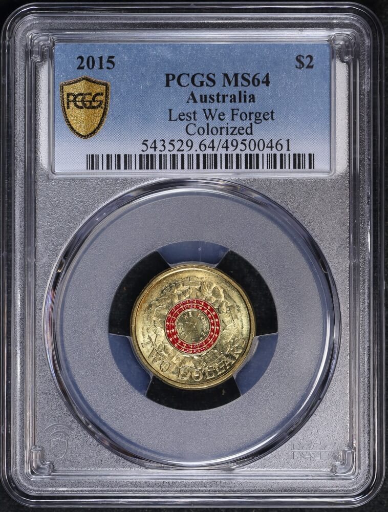 2015 Coloured 2 Dollar Coin Lest We Forget (PCGS MS64) product image