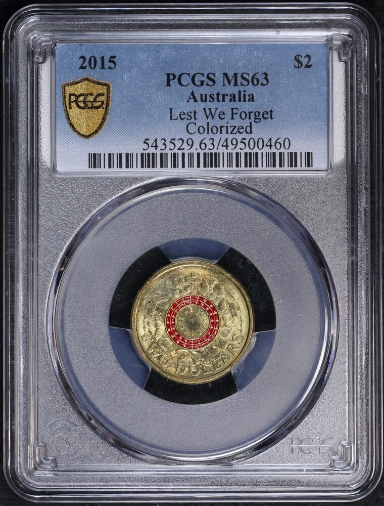 2015 Coloured 2 Dollar Coin Lest We Forget (PCGS MS63) product image