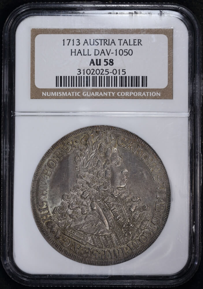 Austria (Hall) 1713 Silver Thaler Charles VI Dav#1050 NGC AU58 product image