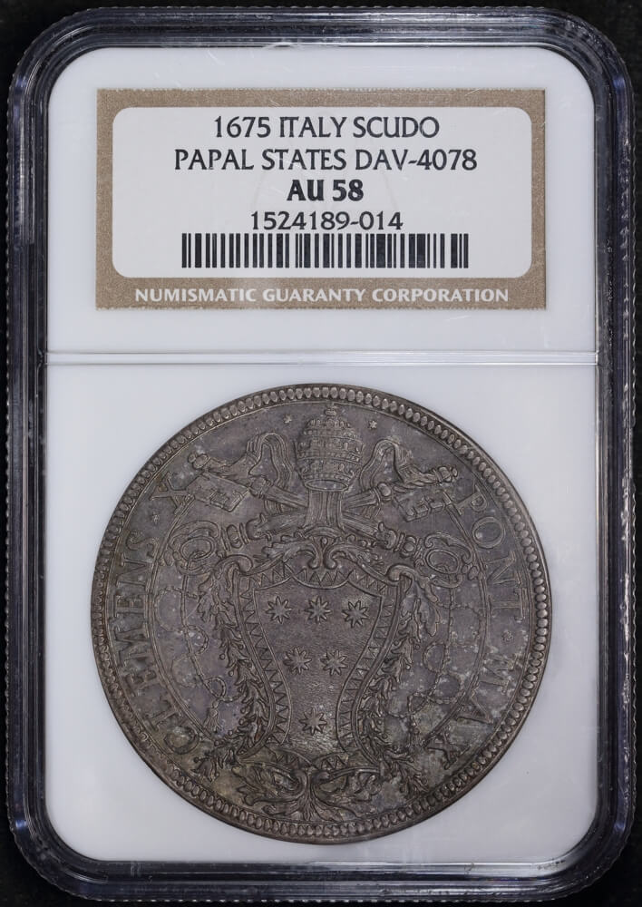Italy (Papal States) 1675 Silver Piastra Jubilee Dav#4078 NGC AU58 product image