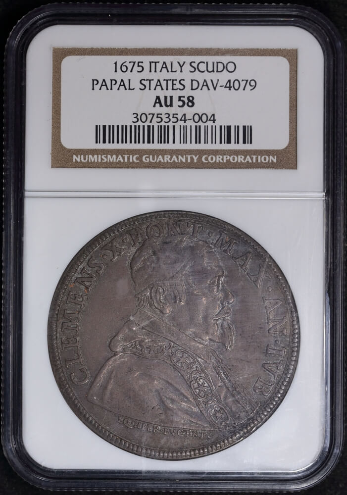 Italy (Papal States) 1675 Silver Piastra Jubilee Dav#4079 NGC AU58 product image