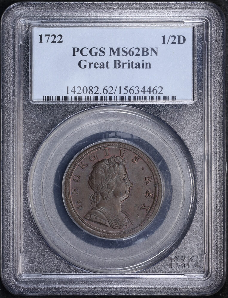 1722 George I Copper Halfpenny S#3660 PCGS MS62BN product image
