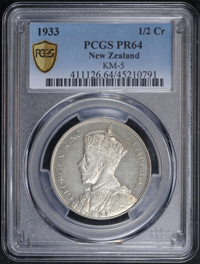 New Zealand 1933 Silver Half Crown KM#5 PCGS PR64 product image