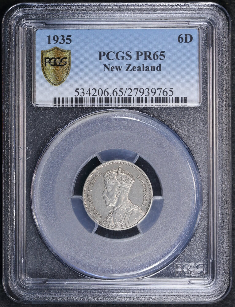 New Zealand 1935 Silver Sixpence KM#2 PCGS PR65 product image