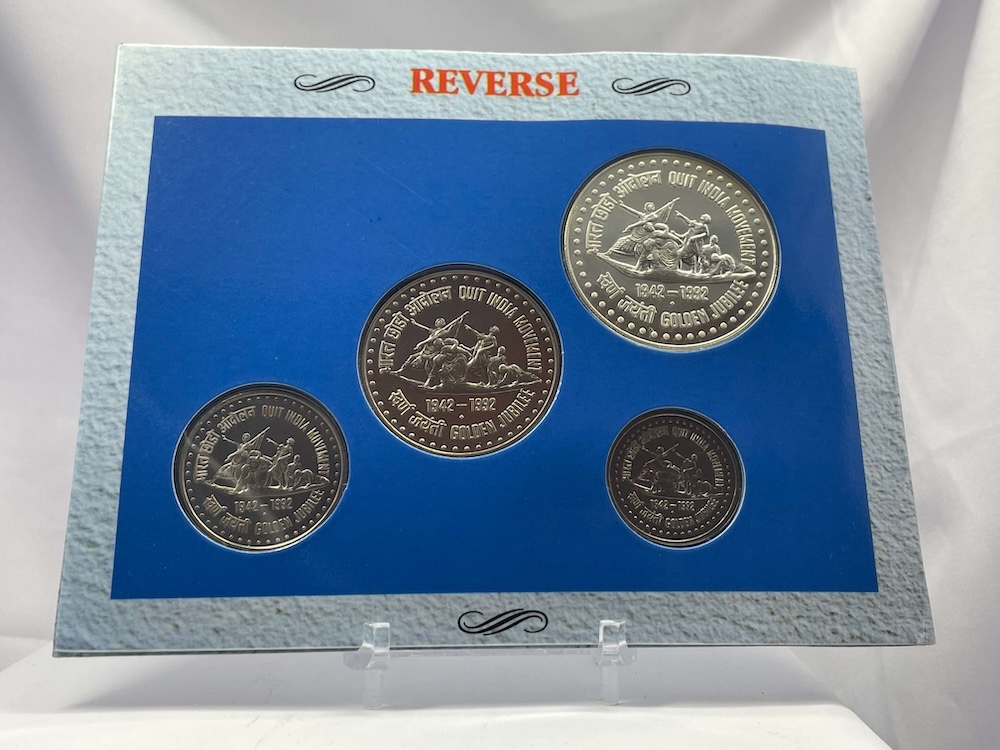India 1992 Silver Uncirculated Set KM# MS41 Uncirculated Quit India Movement product image