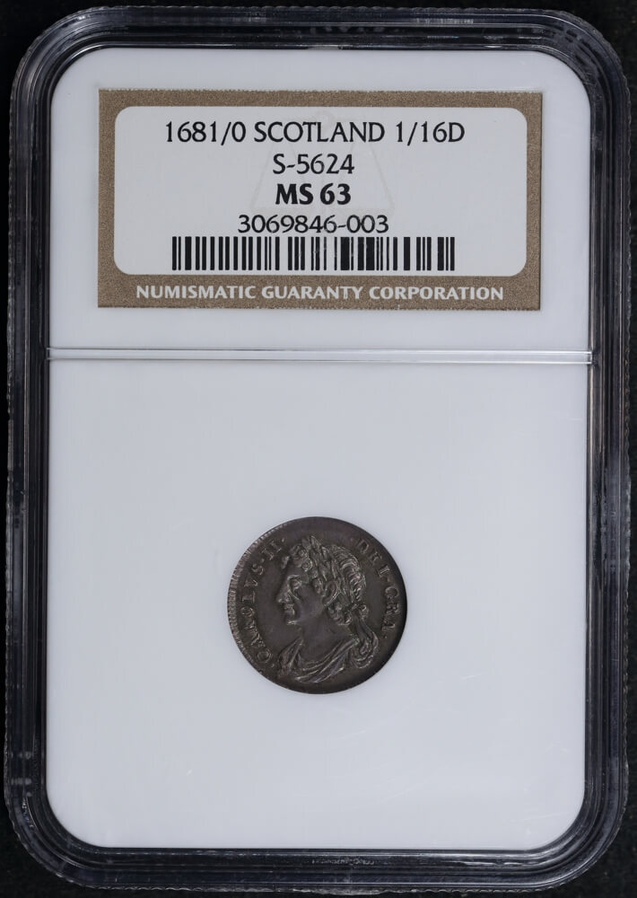 Scotland Charles II 1681/0 Silver Quarter Merk S# 5624 NGC MS63 product image