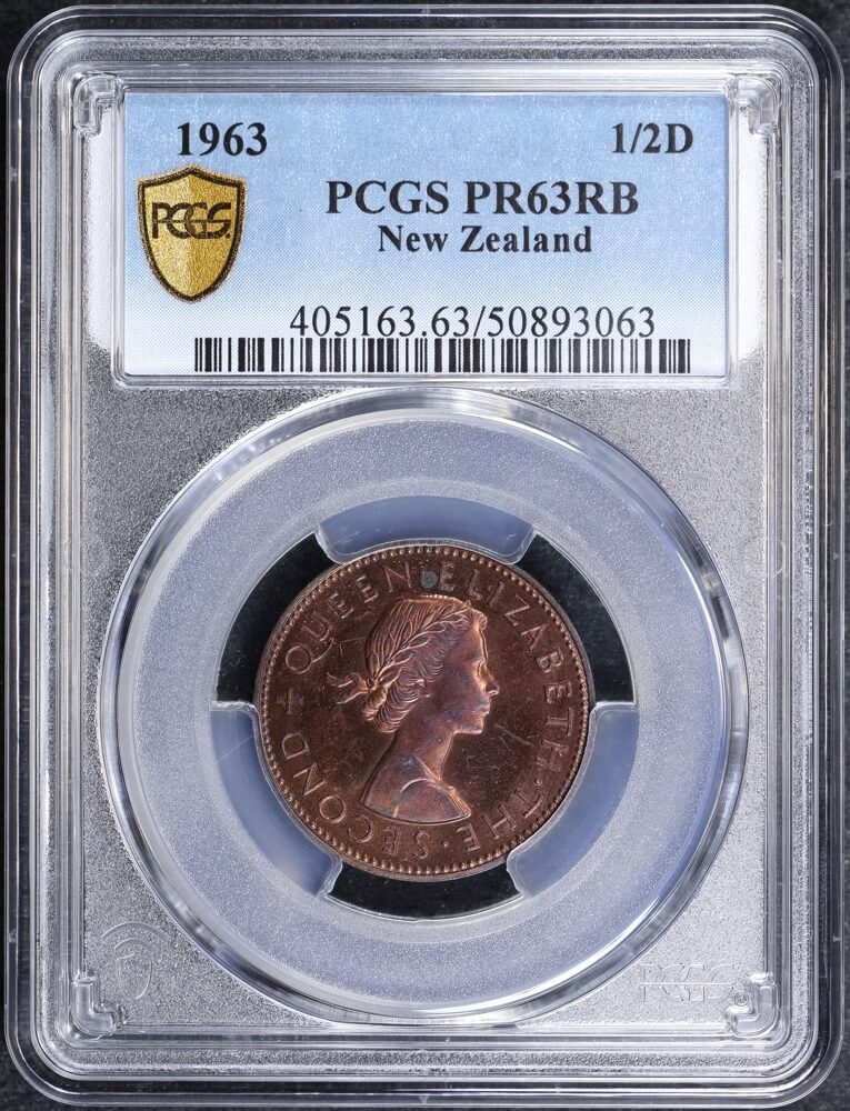 New Zealand 1963 Proof Halfpenny PCGS PR63RB product image