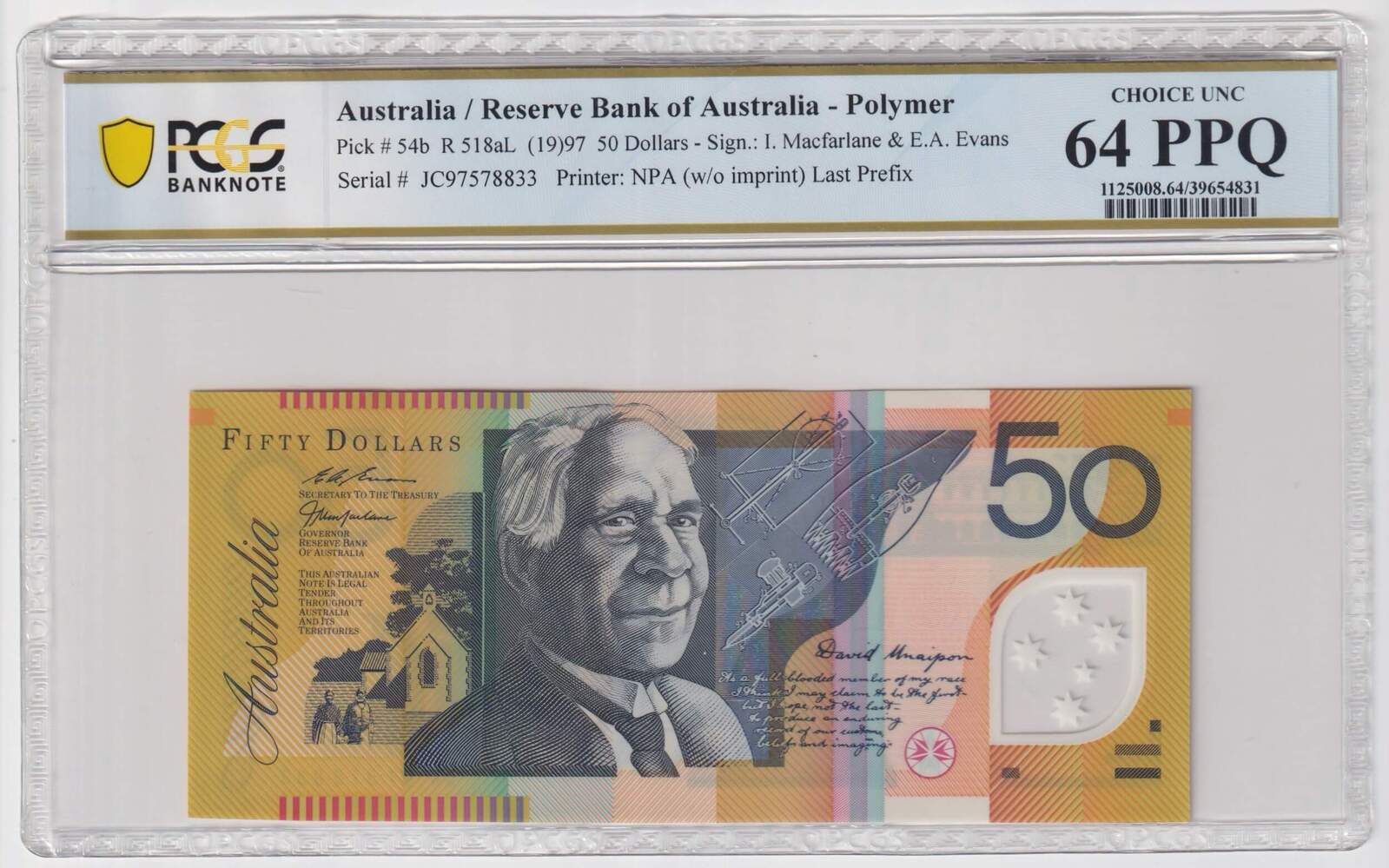 1997 $50 Note JC97 Last Prefix MacFarlane/Evans R518aL PCGS 64PPQ product image