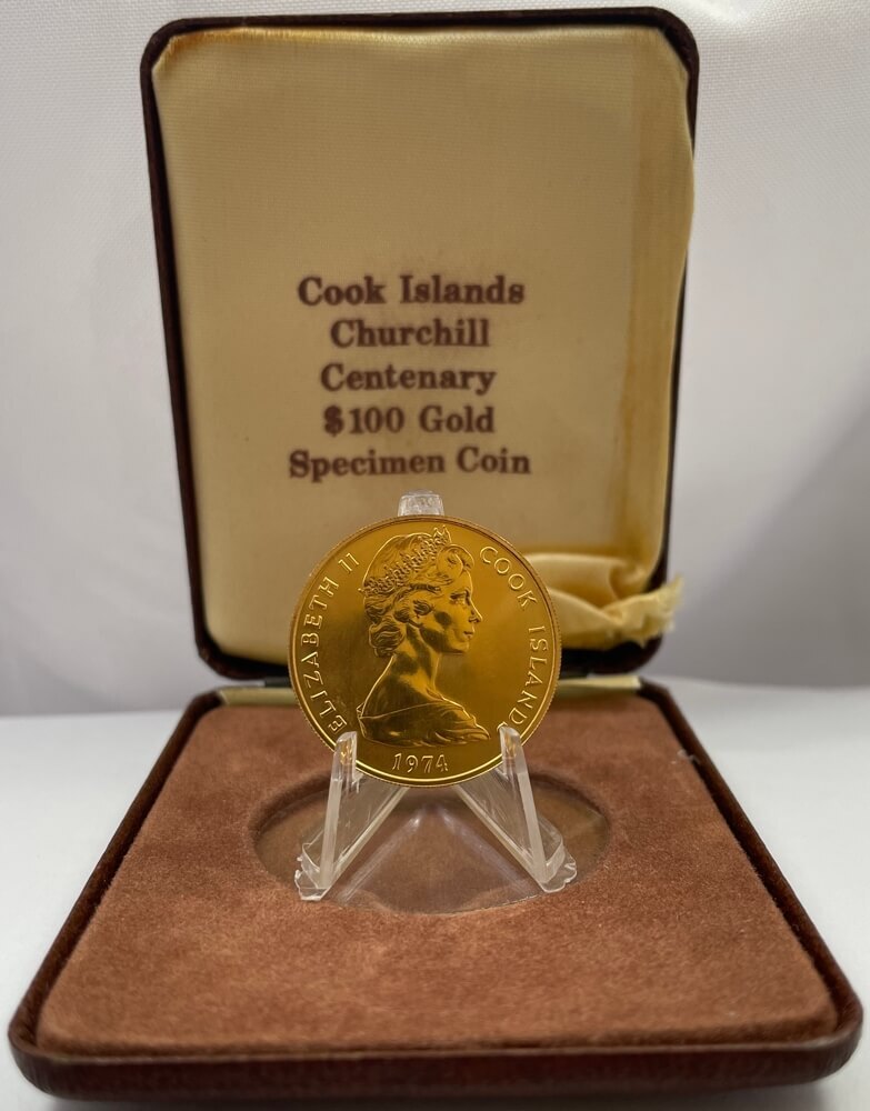 Cook Islands 1974 Gold 100 Dollars KM# 12 Churchill Centenary Uncirculated product image