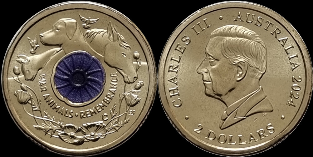 2024 Mint Bag of 2 Uncirculated $2 Coins Remembrance War Animals product image