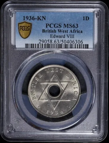 British West Africa 1936-KN Copper Nickel Penny KM#9 PCGS MS63 product image