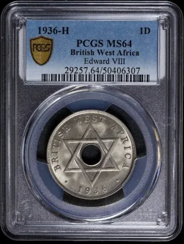 British West Africa 1936-H Copper Nickel Penny KM#9 PCGS MS64 product image