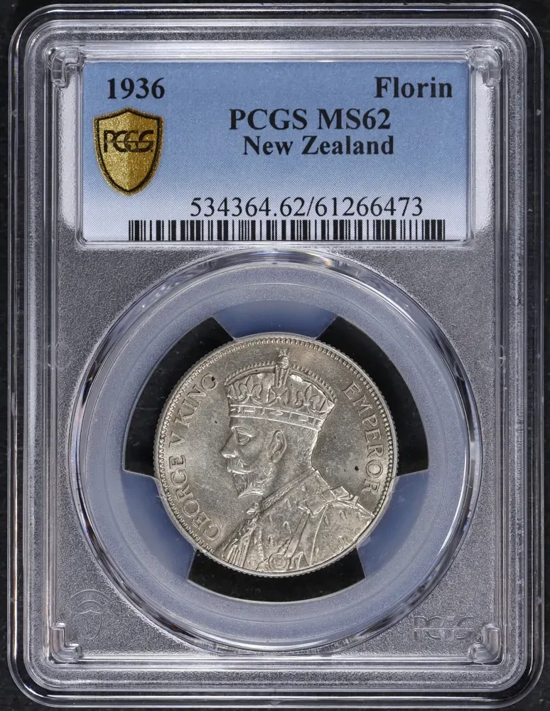 New Zealand 1936 Silver Florin KM#4 PCGS MS62 product image