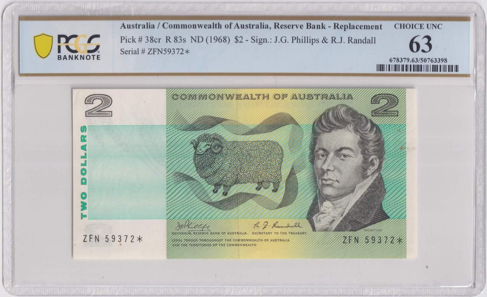 1968 $2 Star Note Phillips/Randall R83S PCGS MS63 product image