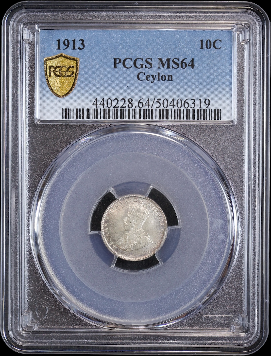 Ceylon 1913 Silver 10 Cents KM#104 PCGS MS64 product image