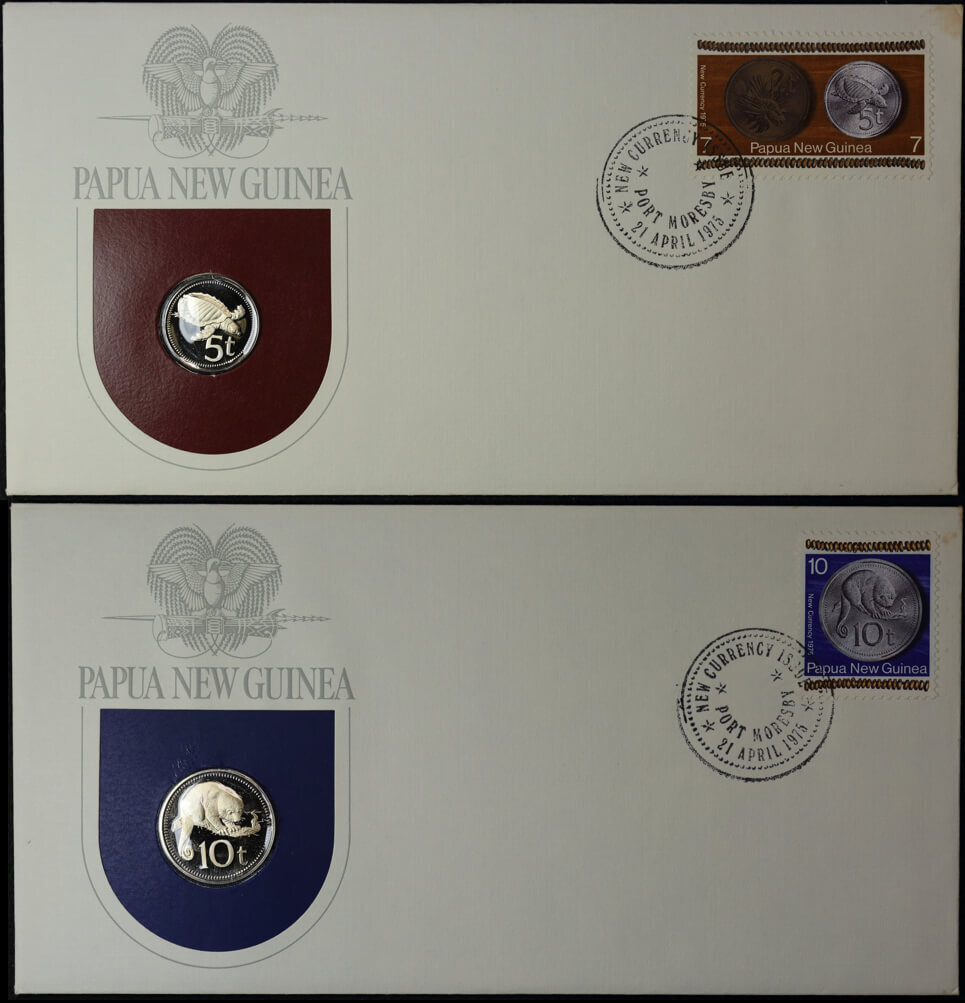 Papua New Guinea 1975 Collection of Proof Coins in First Day of Issue Cachets product image